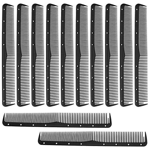12 Piece Carbon Fine Cutting Comb, Black