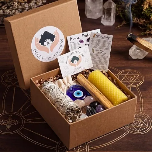 14 Piece House Protection Crystal Gift Set Spiritual Cleansing, Multicolour