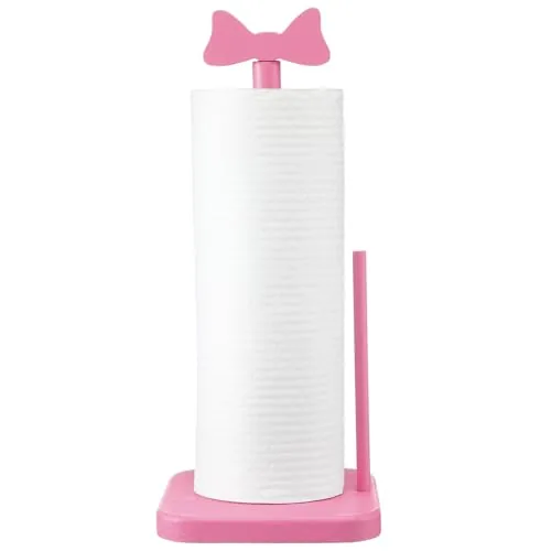 Pink Bow Paper Towel Holder Coquettish Cute Bow Wooden