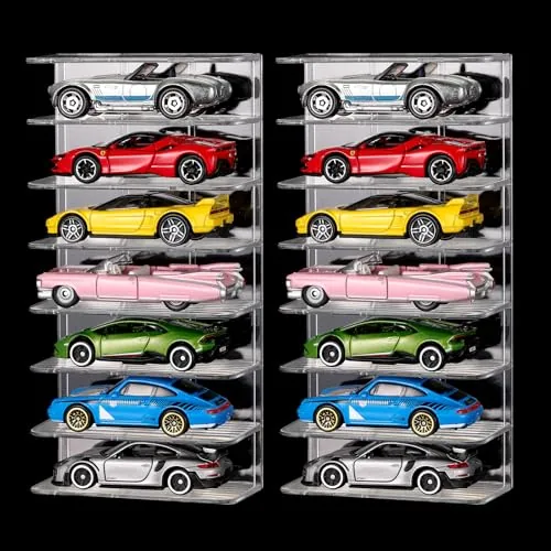 2 Piece 1/64 Display Case Acrylic Model Cars Wheels Display Case, Clear