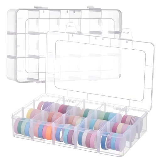 Clear Washi Tape Organizer Storage 15 Grids Plastic