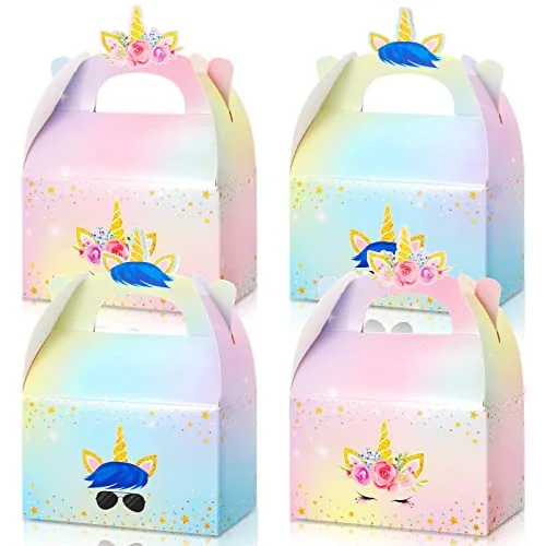 12 Piece Unicorn Gift Boxes Party Supplies - Cute Favor Boxes, White