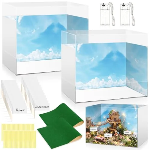 Folding Diorama Kit Project Supplies Display Case Cardboard, Multicolour