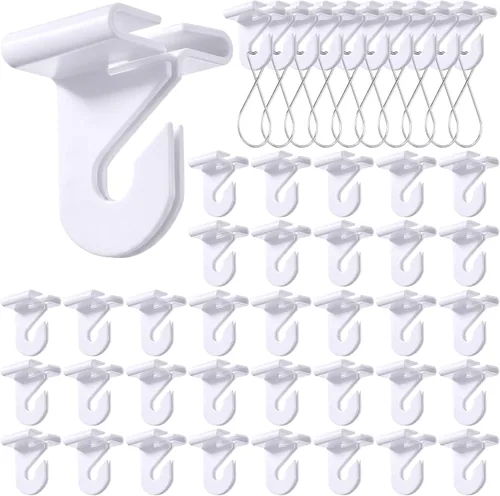 120 Piece Drop Ceiling Hooks Bulk 60 Right and Left Ceiling Hook, White