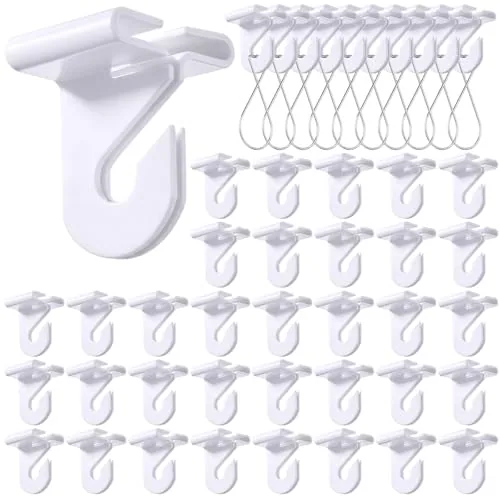 120 Piece Drop Ceiling Hooks Bulk 60 Right and Left Ceiling Hook, White
