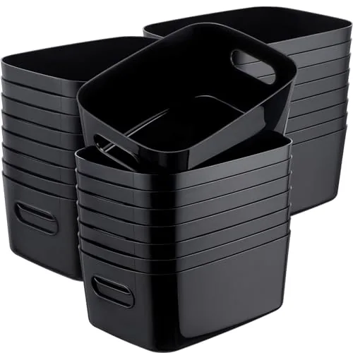 Plastic Storage Baskets Plastic Storage Bins Pantry, Black