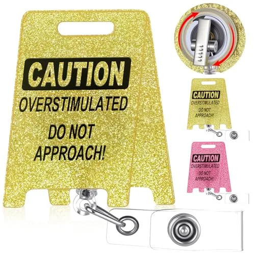 Funny Nurse Badge Reel Caution Overstimulated Do Not, Yellow