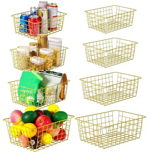 8 Piece Gold Wire Storage Baskets