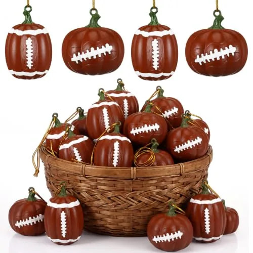 12 Piece Fall Football Ornament Mini Fall Pumpkin Football Bulk, Brown