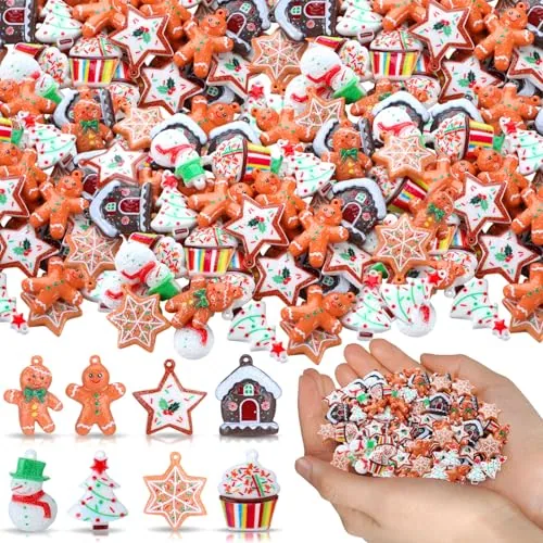 48 Piece Mini Gingerbread Christmas Decorations Bulk Gingerbread, Brown