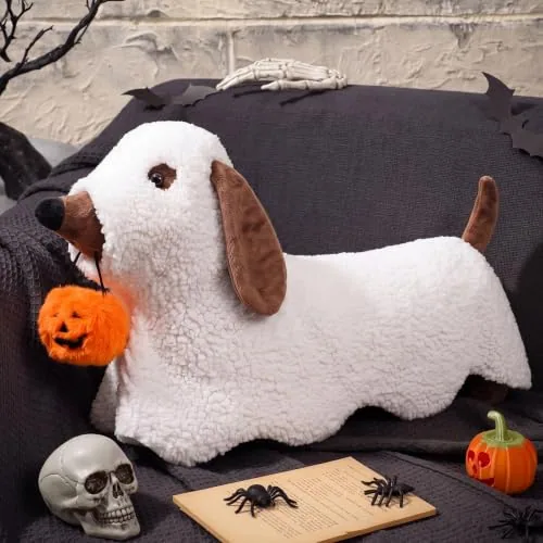 26 Inch Halloween Dachshund Pillows Wiener Dog Ghost, Multicolour