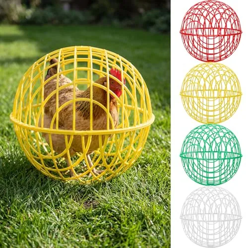 Chicken Ball Cage Movable Mesh Rabbit Coops Plastic, Multicolour