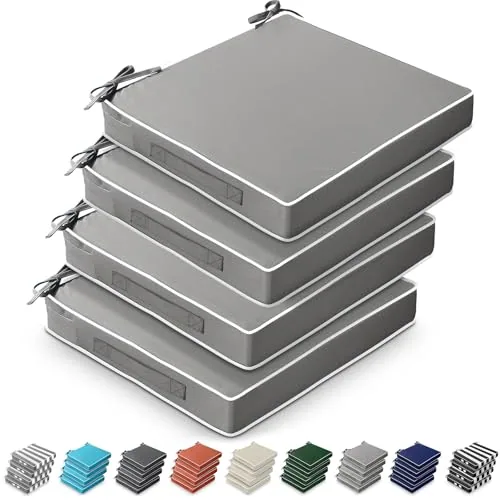 4 Piece Patio Chair Cushion Covers, Grey