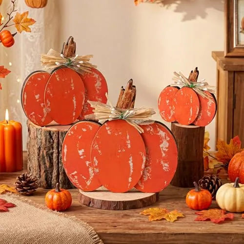 3 Piece Fall Decorations, Orange