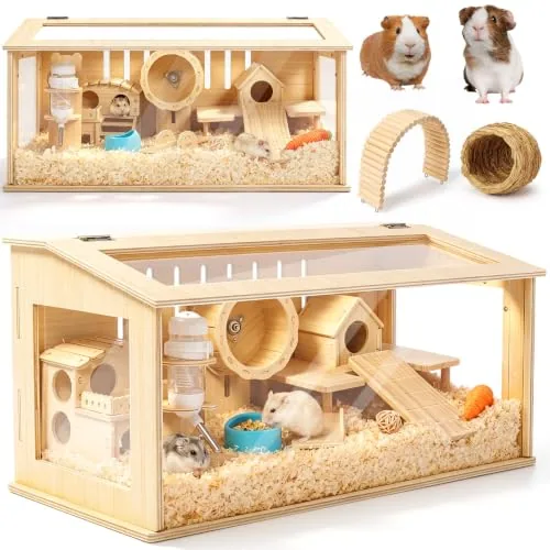 14 in 1 Wooden Hamster Cage 24 Inch Guinea Pig Cages, Wood