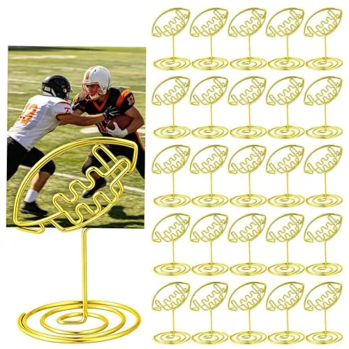 30 Piece Football Gold Photo Holders - Mini Wire Table Number