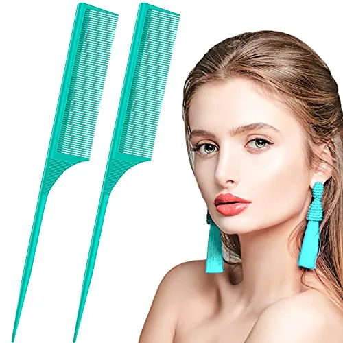 9 Inch Rat Tail Comb Fine Tooth Parting, Green