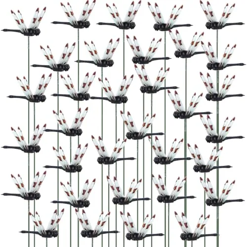 100 Piece 2.36" 3D Dragonfly Garden Stakes, Black