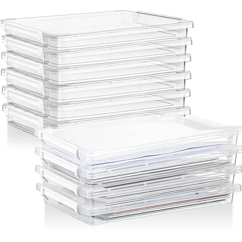 12 Piece Magazine Protectors A4 Plastic Paper File Storage Box, Clear