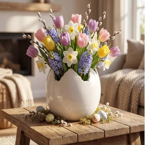 6.7 Inch Ceramic Easter Egg Vase, White