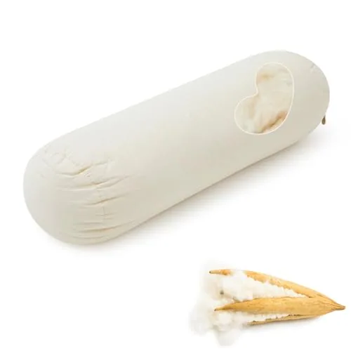 Organic Kapok Orthopedic Roll Pillow 12"x4", Neck, White