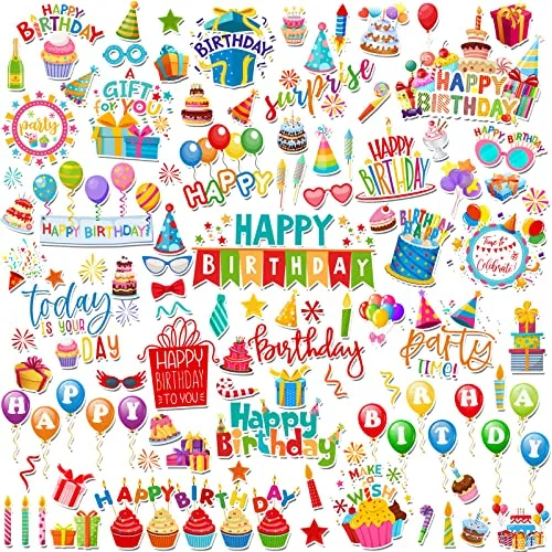 100 Piece Birthday Paper Die Cuts Cardstock Scrapbook Die Cuts DIY