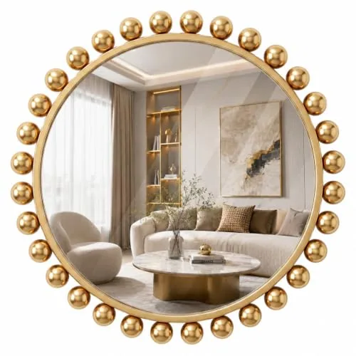 24 Inch Antique Gold Round Mirror Vintage Wall Decor
