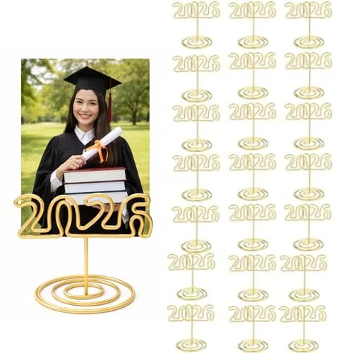 30 Piece 2026 Grad Gold Picture Holders 2 Inch Wire Photo Clips