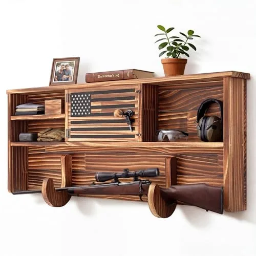 Wood Wall Mount Hunting Gear Rack