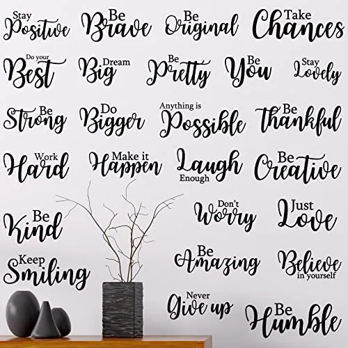 25 Piece Inspirational Wall Decal Motivational Quote Peel and, Black