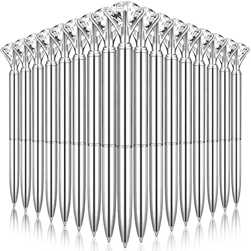 50 Piece Diamond Pens Bulk Crystal Bling, Silver