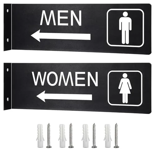 2 Piece Restroom Signs, Black