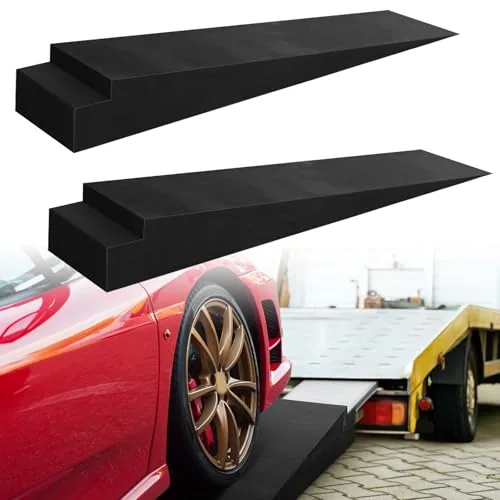 2 Piece 8" H Trailer Ramp 8.7 Degree Approach Angle, Black