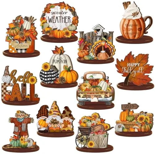12 Piece Fall Table Decorations Thanksgiving Tiered Tray Decor