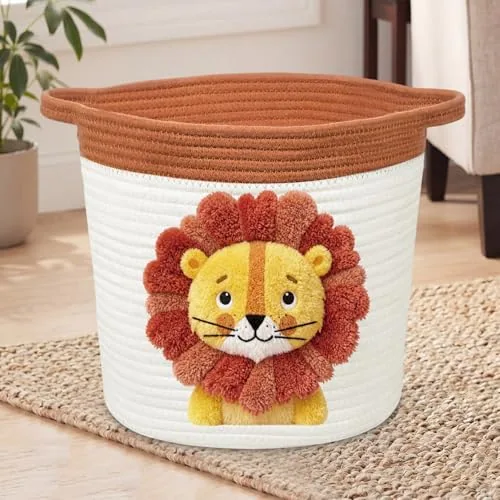Folding Large Cotton Rope Baby Basket, Brown