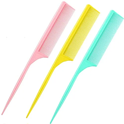 Rat Tail Combs Fine Tooth Parting Tip, Pink