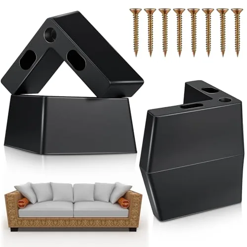 4 Piece 1.97 Inch Outdoor Patio Furniture Riser L Shaped Sofa, Black