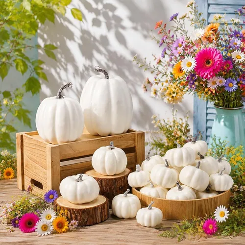 142 Piece DIY Fall Foam Pumpkin Craft Kit, White