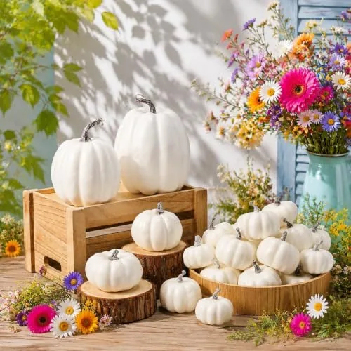 142 Piece DIY Fall Foam Pumpkin Craft Kit, White