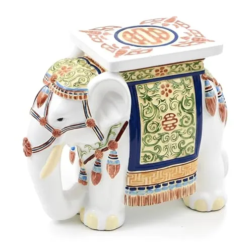 Elephant Garden Stool 16.5 Inch - Resin Elephant Side