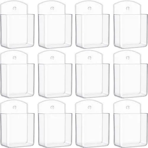 12 Piece Self-Adhesive Remote Control Holder Wall Mount Self Adhesive TV, Clear