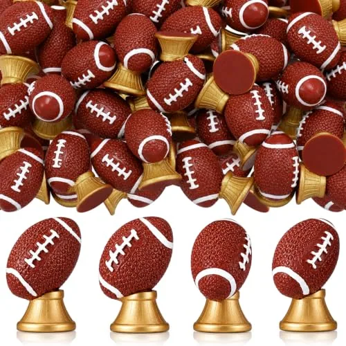 50 Piece Mini Resin Football Trophy Figurines Tiny Bulk Sports, Gold