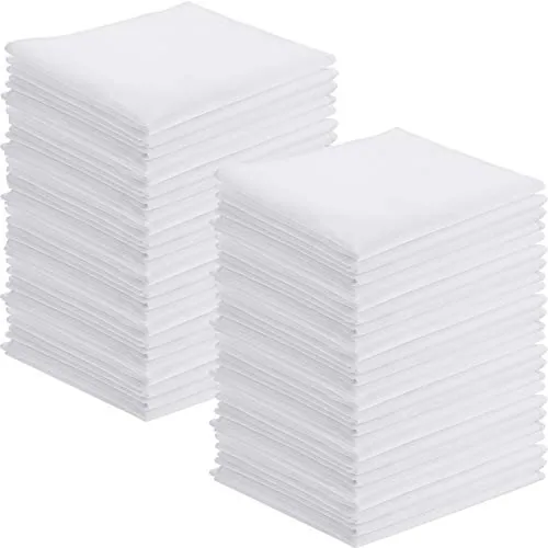 100 Piece Cotton White Handkerchiefs Bulk