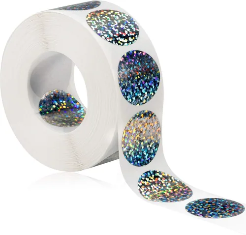 1000 Piece Scratch Offs Sticker DIY Holographic Circle Stickers, Multicolour