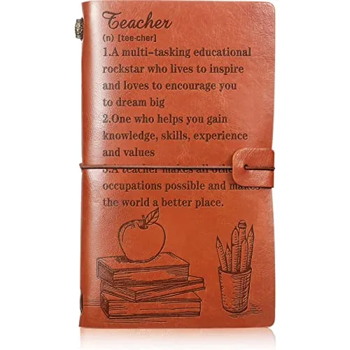 Teacher Leather Journal Teacher Appreciation Gifts 136, Brown