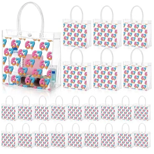 20 Piece 6 7 Theme Ice Cream Clear Gift Bags, Blue