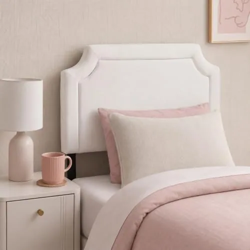 Notched Border Stick on The Wall Headboard, White