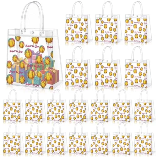 20 Piece Ice Cream Drip Softball Clear Gift Bag, White