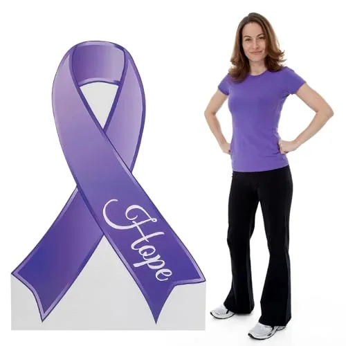 1 Piece 47" H Purple Ribbon Cardboard Cutout Stand-Up Purple