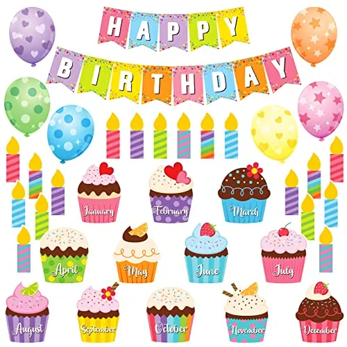 45 Piece Happy Birthday Bulletin Board Set, Multicolour